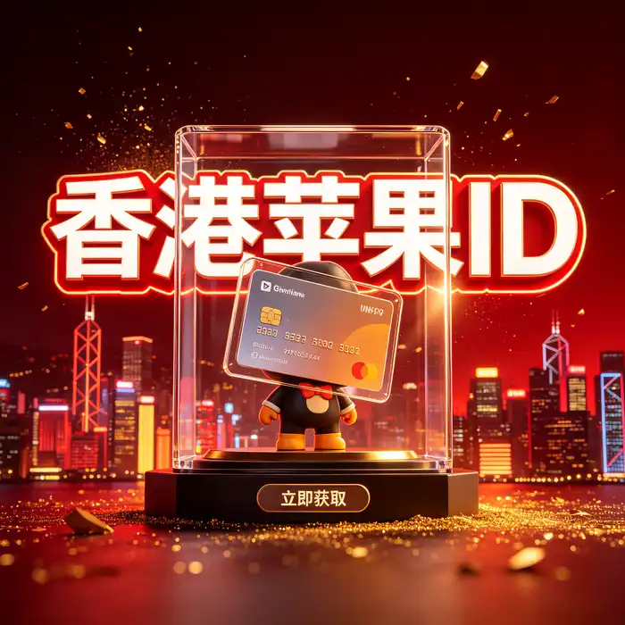 美区 Apple ID 地区选择指南主题视觉，粉色背景与酒红色技术文字